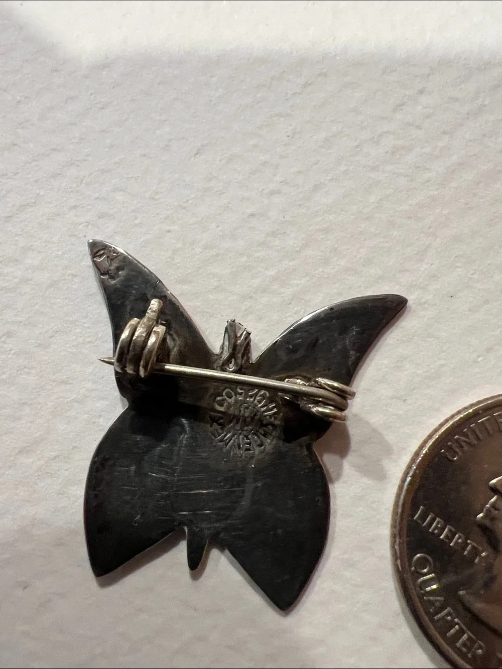 Mexico Sterling Silver Abalone Inlay Butterfly Brooch